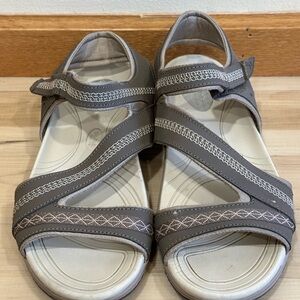 Dr. Scholl's Gray Comfort Sandals with Velcro Straps